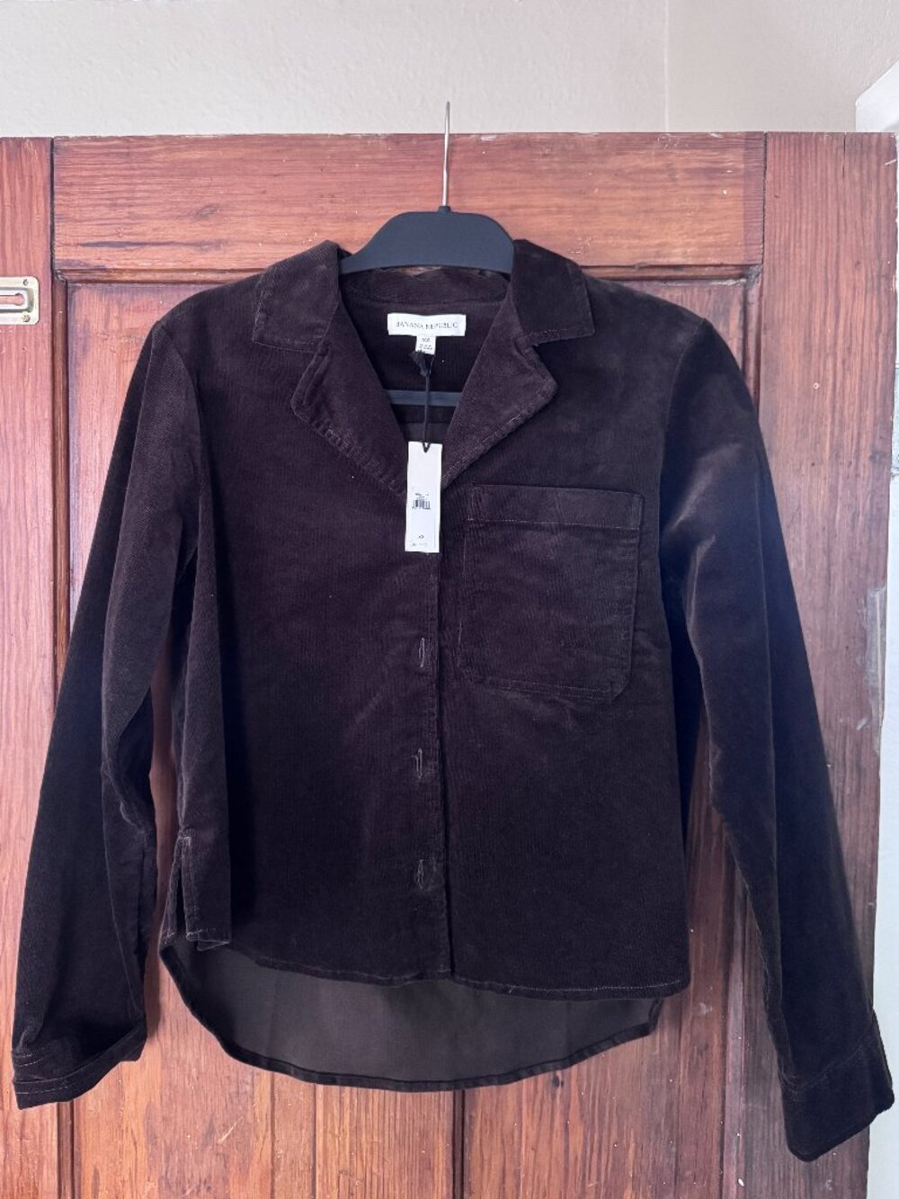 Banana Republic Brown Velvet Button Front Shirt Jacket XS NWT